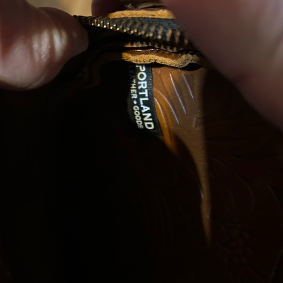 Round Brown Embossed Large Circle Crossbody Bag - Picture 6 of 8